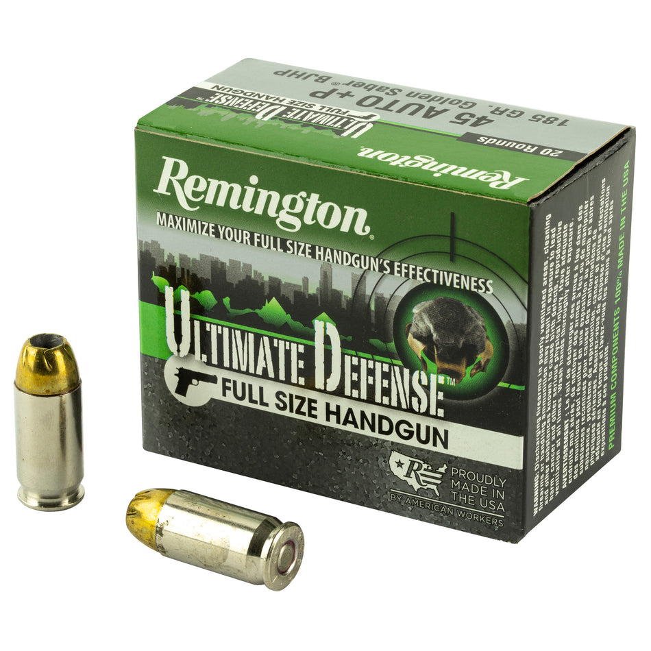Remington .45 ACP +P Ultimate Defense 185gr Brass JHP Ammo