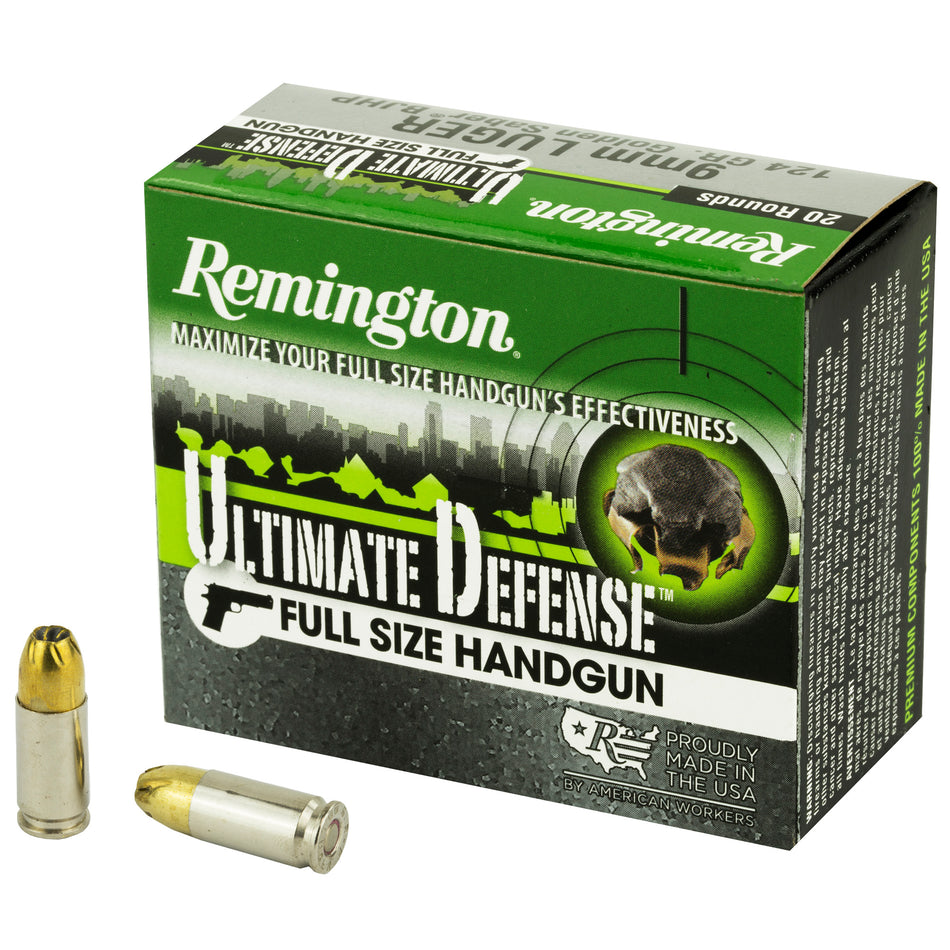 Remington 9mm Luger / Parabellum Ultimate Defense Full-Size 124gr JHP Ammo
