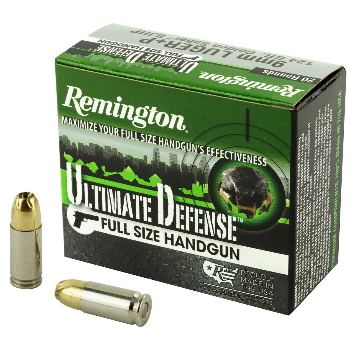 Remington 28948 Ultimate Defense Brass Jacket Hollow Point 124 Grain 9mm Luger/Parabellum 1180 fps