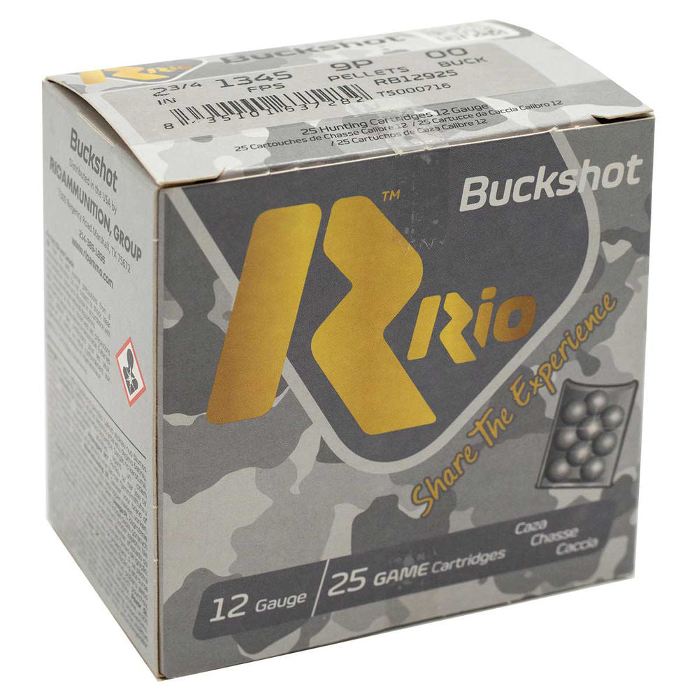 Rio Ammunition Royal Buck 9 Pellets 12 Gauge 2.75 in 1-1/8 oz 00 Buck