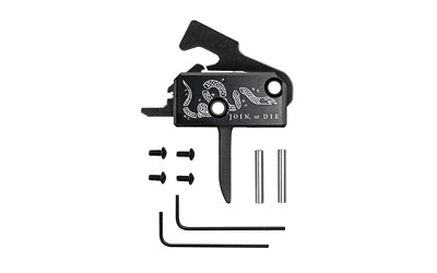 Rise Armament Super Sporting Trigger, Join or Die, Flat Trigger, Anodized Finish, Black, Includes Anti-Walk Pins RA-140F-JOD