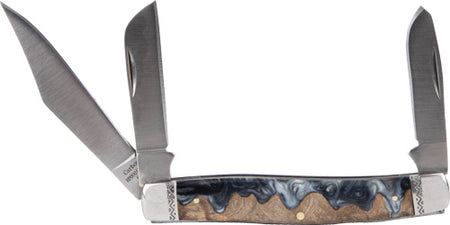 ABKT ROPER LAHAR SERIES 3BLADE STOCKMAN 3.25" WOOD RESIN HNDL
