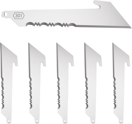 OUTDOOR EDGE 3" UTILITY BLADES W/SERRATIONS BLACK BLADE 6-PK!