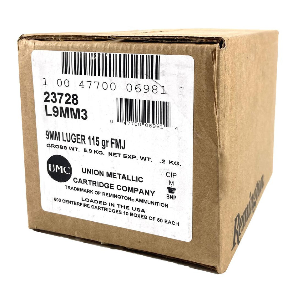 Remington 9mm Luger / Parabellum UMC 115gr FMJ Ammo