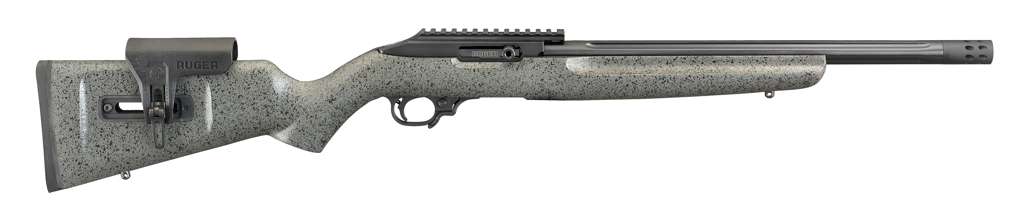 Ruger 31120 10/22 Competition Full Size 22 LR 10+1 16.12" Satin Black Fluted Threaded Barrel, Black Hardcoat Anodize Picatinny Rail Aluminum Receiver, Black Speckled Gray Adjustable Laminate Stock, Ri