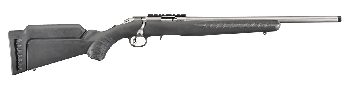 Ruger 8352 American Rimfire Full Size 22 WMR 9+1 18" Satin Stainless Steel Threaded Barrel & Receiver w/Scope Rail, Black Fixed Synthetic Stock, Right Hand