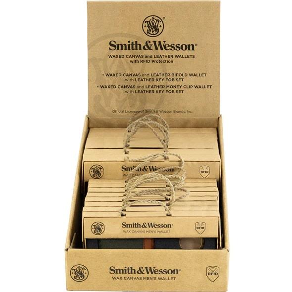 Cameleon Smith & Wesson Men's Wax Canvas Wallet Gift Set Display 12/ct