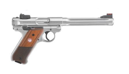 Ruger 40118 Mark IV Hunter 22 LR 10+1 6.88" Satin Stainless Fluted Bull Barrel, Satin Stainless Steel Frame, Drilled & Tapped Receiver, Checkered Laminate Grip, Right Hand