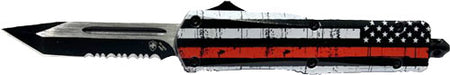 TEMPLAR KNIFE SMALL OTF BACK THE RED 2.75" BLK TANTO SRRTED