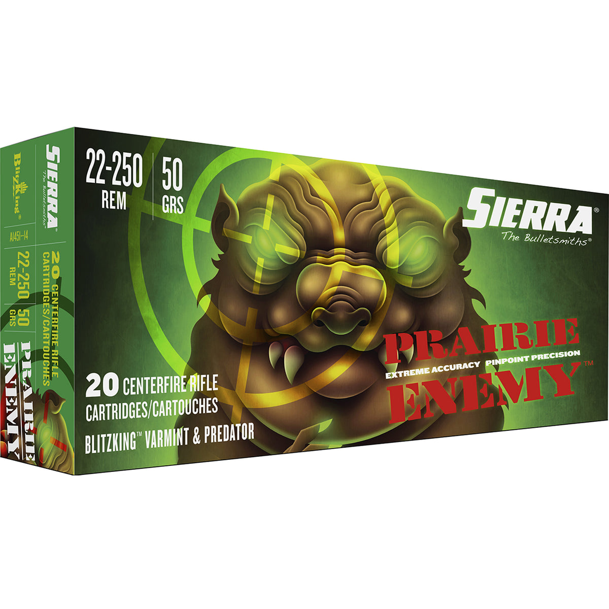 Sierra .22-250 Remington Prairie Enemy 50gr BlitzKing Ammo