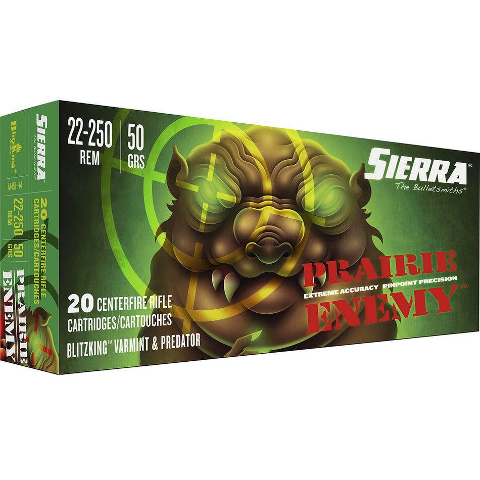 Sierra .22-250 Remington Prairie Enemy 50gr BlitzKing Ammo