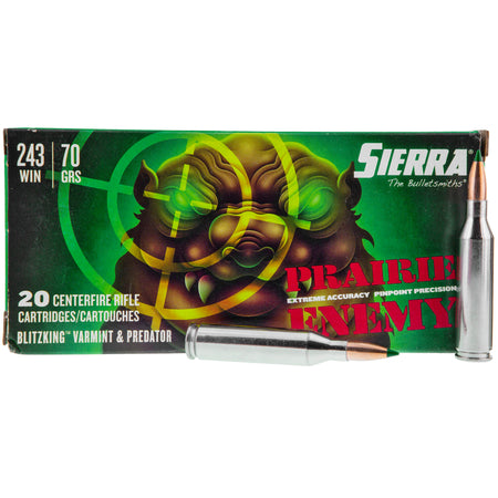 Sierra .243 Winchester Prairie Enemy 70gr BlitzKing Ammo