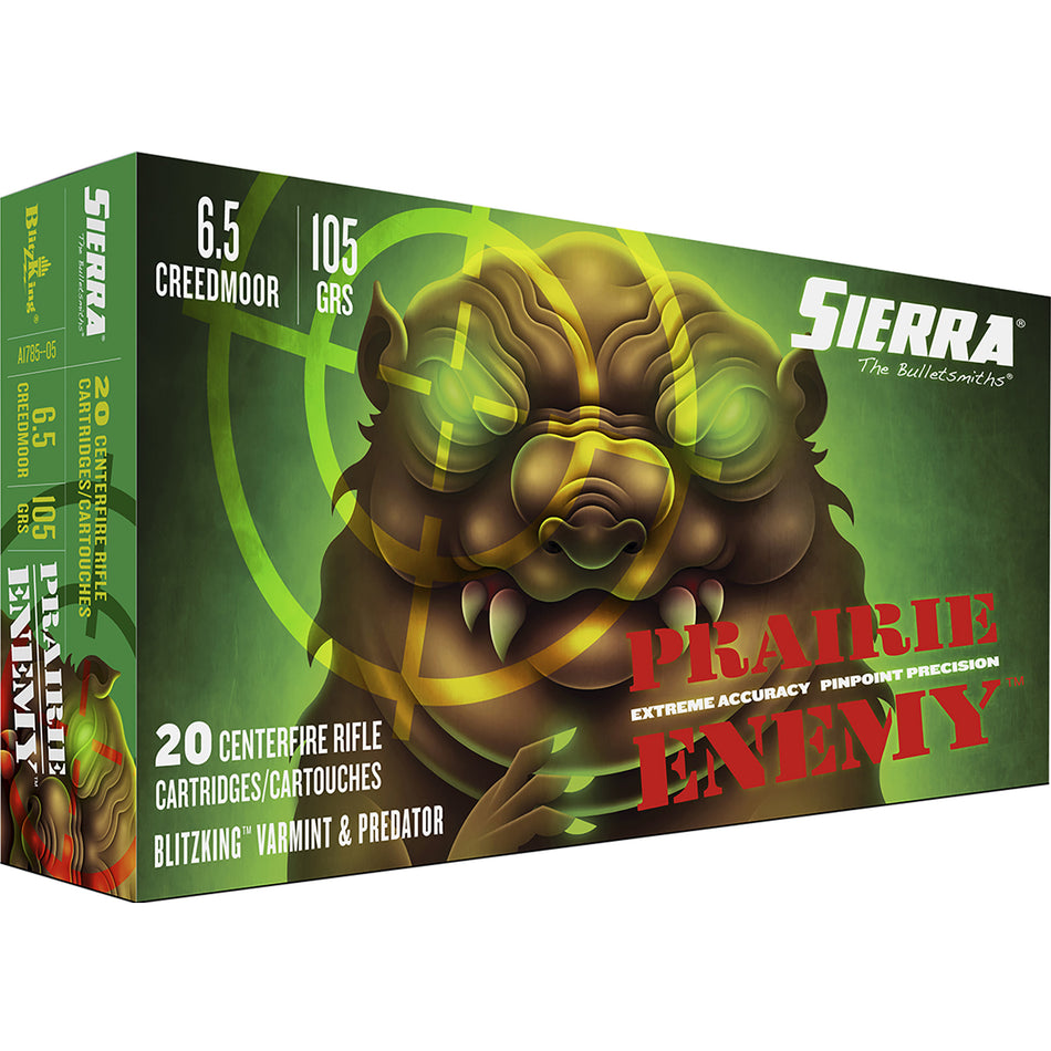 Sierra A178505 Prairie Enemy BlitzKing Polymer Tip 105 Grain 6.5mm Creedmoor