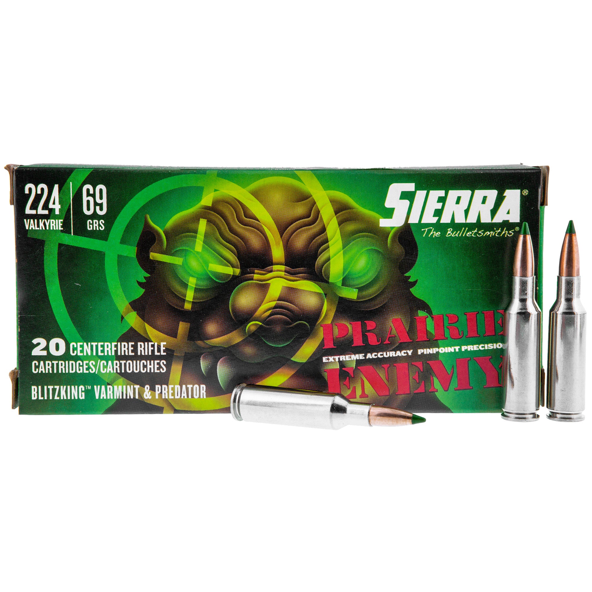 Sierra .224 Valkyrie Prairie Enemy 69gr BlitzKing Ammo