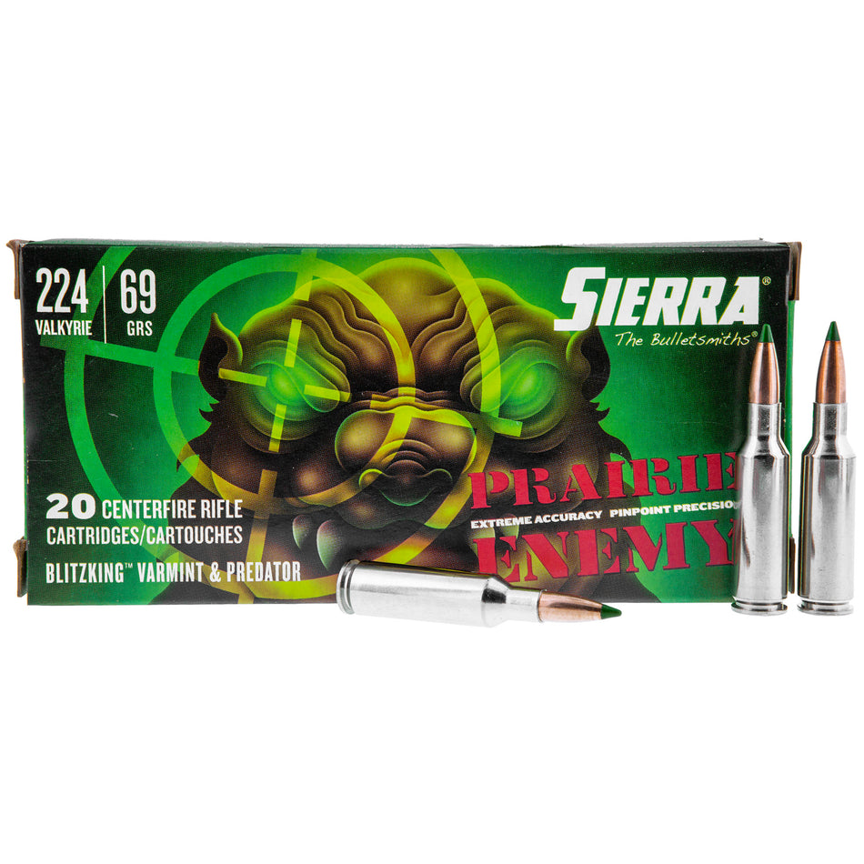 Sierra .224 Valkyrie Prairie Enemy 69gr BlitzKing Ammo