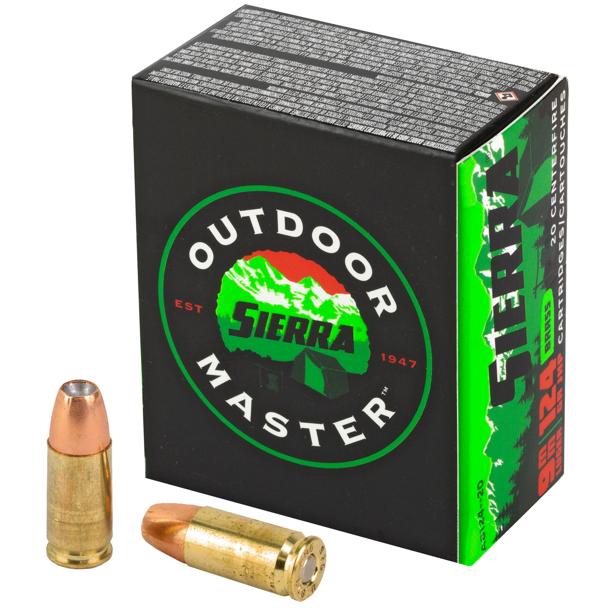 Sierra 9mm Luger Outdoor Master 124gr JHP Ammo