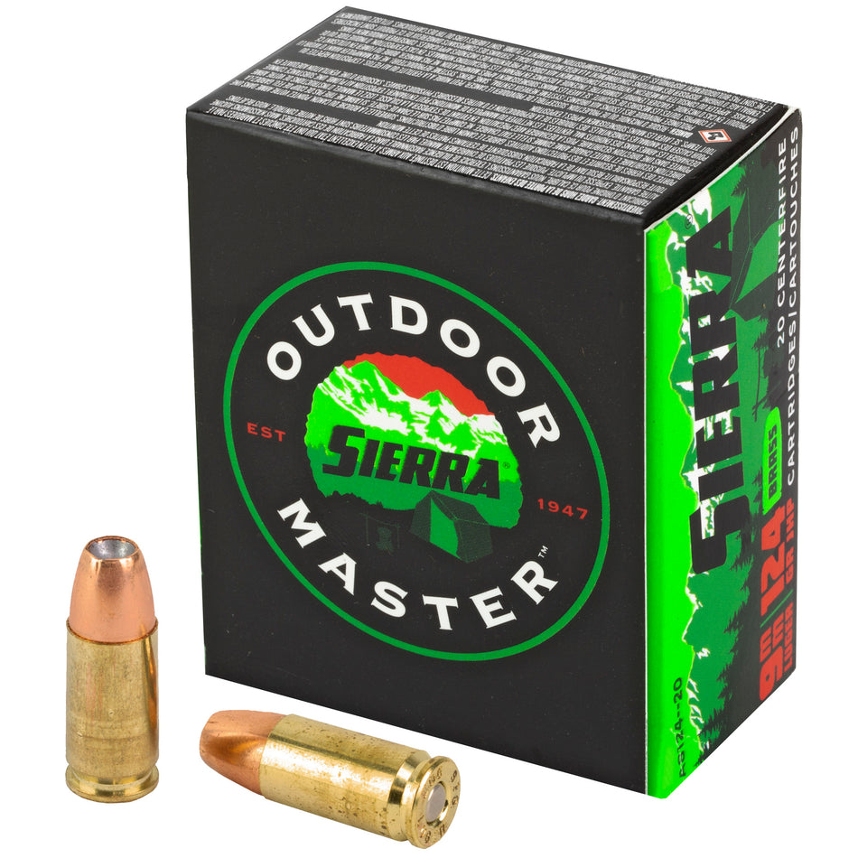 Sierra 9mm Luger Outdoor Master 124gr JHP Ammo