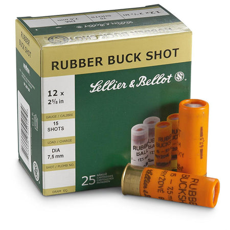 Sellier & Bellot Shotgun Rubber Ball 12 Gauge 2 3/4" 2 11/16 oz #15 Buckshot
