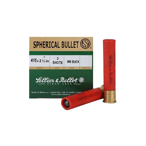 Sellier and Bellot Spherical Bullet Hunting 3 Pellets .410 Bore 2.5 in 1/2 oz 000 Buck