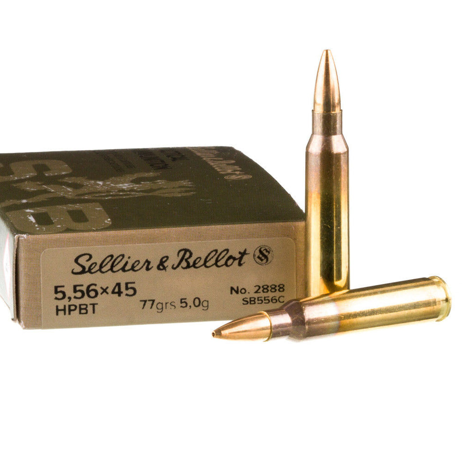 Sellier and Bellot 5.56x45mm NATO Tactical 77gr BTHP Ammo