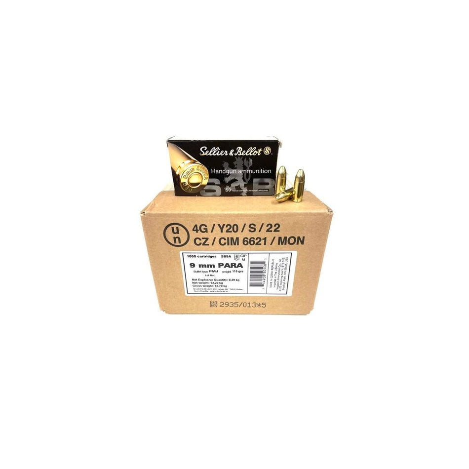 Sellier and Bellot Handgun 9mm Luger / Parabellum 115 Gr FMJ 2