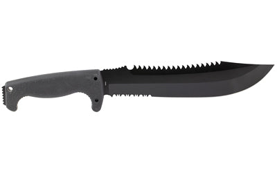 SOG Knives & Tools Fusion, Jungle Primitive, 9.5" Partially Serrated  Clip Point, Black Glass Reinforced Nylon Handle, 8Cr13MoV Steel, Hardcased Finish, Black, Includes Nylon Sheath SOG-F03TN-CP