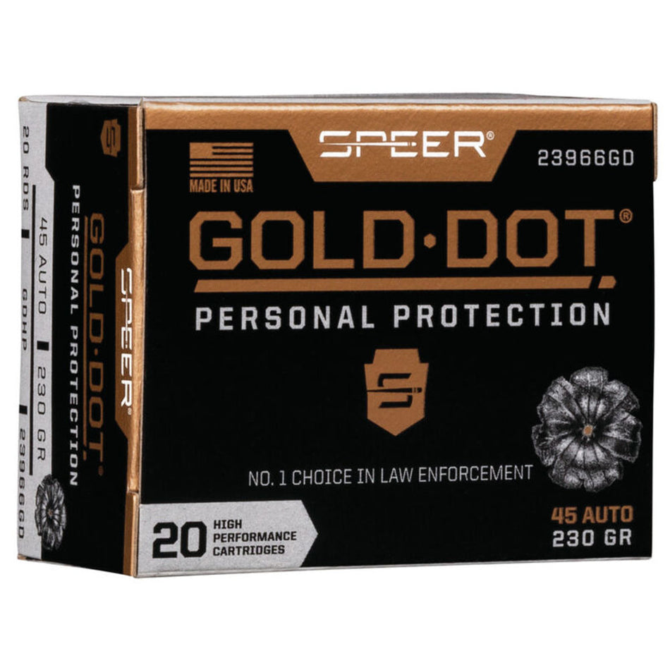 Speer .45 ACP/Auto Gold Dot Personal Protection 230gr BHP Ammo