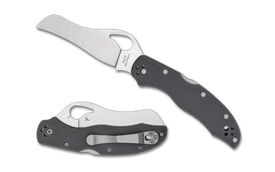 Spyderco Gooney, Folding Knife, 3.46" Hawkbill/Reverse S Blade, 9Cr14MoV Blade Steel, 7.70" Overall Length, Back Lock, Satin Finish, Silver Blade, Gray G-10 Handle BY24GPGY