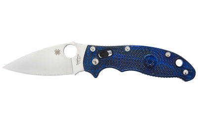 Spyderco Manix 2, 3.37" Folding Knife, Drop Point, Plain Edge, CTS BD1N, Translucent Blue FRCP, Circle Thumb Hole/Pocket Clip C101PBL2
