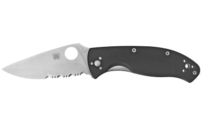 Spyderco Tenacious, 3.39" Folding Knife, 8Cr13MoV/Satin, Combo, Circle Thumb Hole/Pocket Clip, Black G10, Box C122GPS