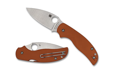 Spyderco Sage 5, Folding Knife, 3" Drop Point Blade, CPM REX 121 Blade Steel, 7.13" Overall Length, Compression Lock, Satin Finish, Silver Blade, Orange G-10 Handle C123GBORP