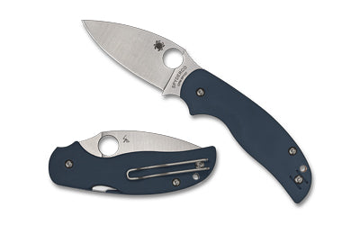 Spyderco Sage 5, Folding Knife, 3" Drop Point Blade, CPM SPY27 Blade Steel, 7.13" Overall Length, Compression Lock, Satin Finish, Silver Blade, Blue G-10 Handle C123GPCBL