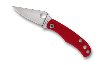 Spyderco Bug, Folding Knife, 1.27" Drop Point Blade, 12C27 Blade Steel, 2.94" Overall Length, Slipjoint Lock,  Satin Finish, Silver Blade, Red G-10 Handle C133GRDP