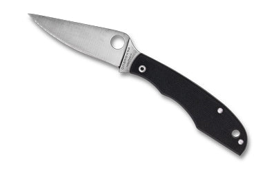 Spyderco Grasshopper, Folding Knife, 2.3" Drop Point Blade, 12C27 Blade Steel, 5.13" Overall Length, Slipjoint Lock, Satin Finish, Silver Blade, Black G-10 Handle C138GBKP