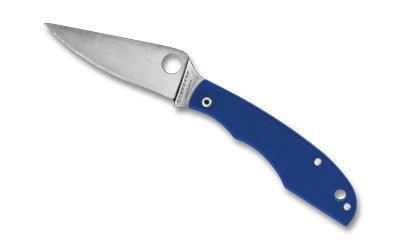 Spyderco Grasshopper, Folding Knife, 2.3" Drop Point Blade, 12C27 Blade Steel, 5.13" Overall Length, Slipjoint Lock, Satin Finish, Silver Blade, Blue G-10 Handle C138GBLP
