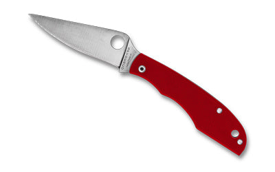 Spyderco Grasshopper, Folding Knife, 2.3" Drop Point Blade, 12C27 Blade Steel, 5.13" Overall Length, Slipjoint Lock, Satin Finish, Silver Blade, Red G-10 Handle C138GRDP