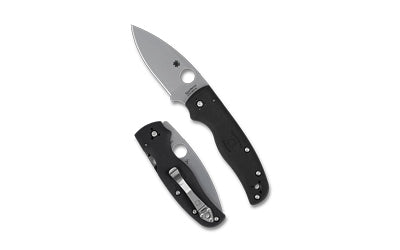 Spyderco Shaman Lightweight, Folding Knife, 3.58" Drop Point Blade, 8.25" Overall Length, CTSBD1N Blade Steel, Plain Edge, Satin Finish, Silver, Black FRN Handle, Compression Lock C229PBK