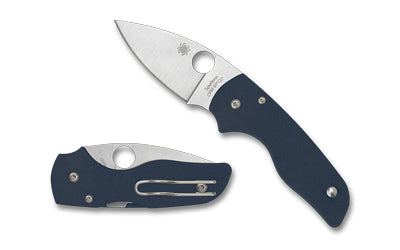 Spyderco Lil Native, Folding Knife, 2.42" Drop Point Blade, CPM SPY27 Blade, 5.89" Overall Length, Compression Lock, Satin Finish, Silver Blade, Blue G-10 Handle C230GPCBL