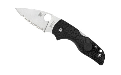 Spyderco Lil Native Lightweight, Folding Knife, SpyderEdge Serrated Blade, Black FRN Handle, Satin Finish, Silver, 2.43" Blade Length, CTS BD1N Steel C230SBK