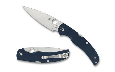 Spyderco Native Chief, Folding Knife, 4.08" Drop Point Blade, CPM SPY27 Blade Steel, 9.08" Overall Length, Back Lock, Satin Finish, Silver, Blue G-10 Handle C244GPCBL