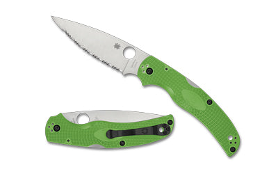 Spyderco Native Chief Lightweight Salt, Folding Knife, SpyderEdge Serrated Blade, Green FRN Handle, Satin Finish, Silver, 4.02" Blade Length, LC200N Steel C244SGR