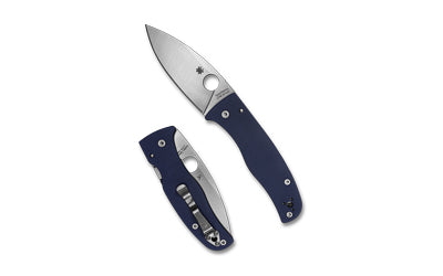 Spyderco Bodacious, Folding Knife, 3.63" Leaf-Shaped Blade, 8.27" Overall Length, CPM SPY27 Blade Steel, Plain Edge, Satin Finish, Silver, Blue G-10 Handle, Compression Lock C263GPCBL