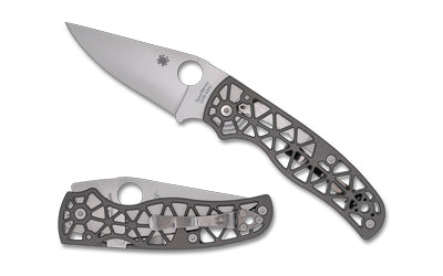 Spyderco Edgerati, Folding Knife, 3.57" Clip Point Blade, 8.22" Overall Length, CPM-S30V Blade Steel, Plain Edge, Satin Finish, Silver, Gray Aluminum Handle, Compression Lock C266ALP