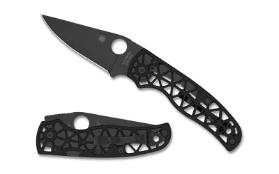 Spyderco Edgerati, Folding Knife, 3.57" Clip Point Blade, 8.22" Overall Length, CPM-S30V Blade Steel, Plain Edge, DLC Finish, Black, Black Aluminum Handle, Compression Lock C266BKALBKP