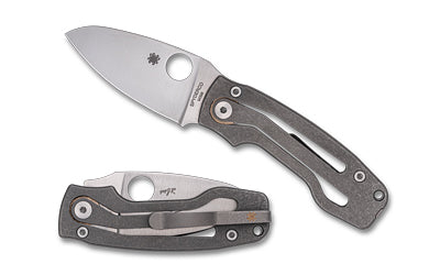 Spyderco PITS 2 SLIPIT, Folding Knife, 2.74" Drop Point Blade, 6.45" Overall Length, M398 Blade Steel, Plain Edge, Satin Finish, Silver, Gray Titanium Handle, Slipit Lock C269TIP
