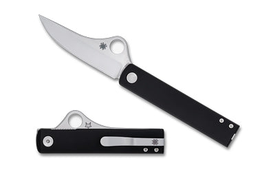 Spyderco Essenza, Folding Knife, 3.19" Straight Back Blade, 7.23" Overall Length, N690Co Blade Steel, Plain Edge, Satin Finish, Silver, Black Aluminum Handle, Liner Lock C272ALBKP