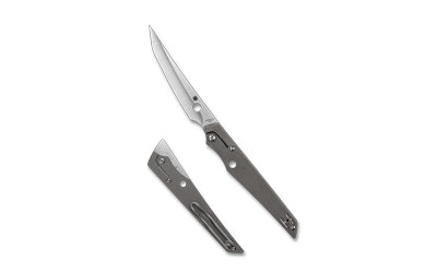 Spyderco Cobol, Folding Knife, 3.63" Tanto Blade, 8.25" Overall Length, Bohler M390 Blade Steel, Plain Edge, Satin Finish, Silver, Gray Titanium Handle, Slipit Lock C273TIP