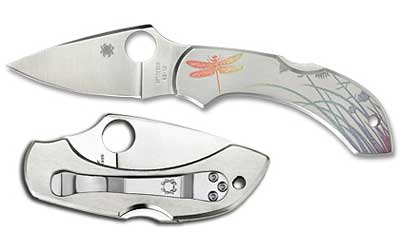 Spyderco Dragonfly, 2.313" Folding Knife, Plain Edge, Dragonfly Etching, VG-10, Stainless C28PT