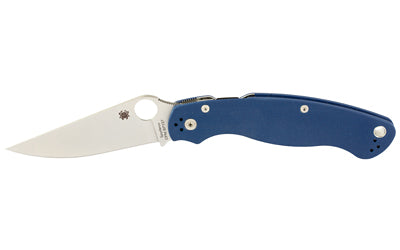Spyderco Military 2, Folding Knife, 4" Drop Point Blade, CPM SPY27 Blade, 9.51" Overall Length, Compression Lock, Satin Finish, Silver Blade, Blue Handle C36GPCBL2
