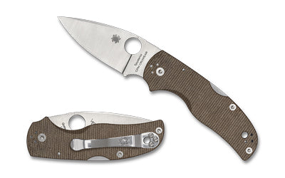 Spyderco Native 5, Folding Knife, 2.95" Drop Point Blade, CPM CRU-WEAR Blade Steel, 6.95" Overall Length, Back Lock, Satin Finish, Silver Blade, Brown Canvas Micarta Handle C41MPCW5
